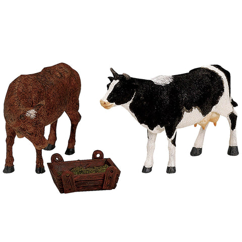 Vache, taureau et mangeoir, lot de 3 - LEMAX