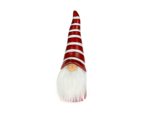 Tête de Père Noël nain avec chapeau rayé