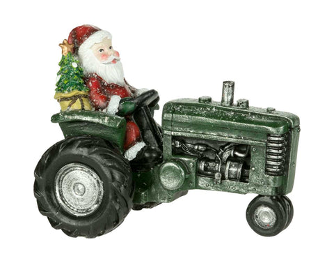 Père Noël sur un tracteur vert (8")