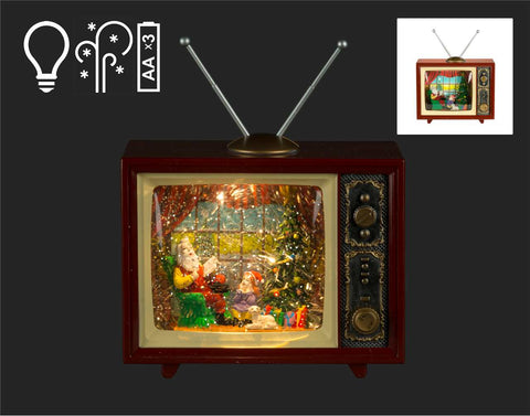 Téléviseur vintage à LED avec le Père Noël (7.5x6.5")