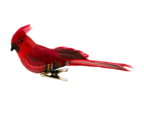 6.5" RED CARDINAL FEATHER BIRD
