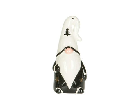 Gnome noir avec chapeau blanc (4")