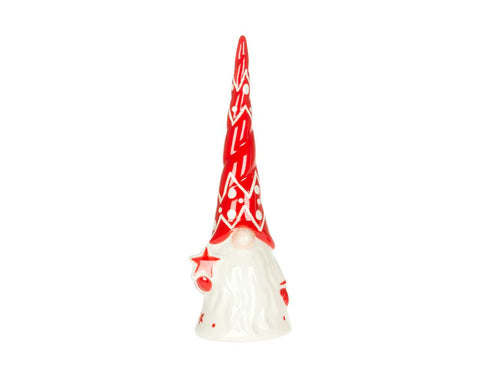 Gnome blanc avec grand chapeau pointu rouge (7.5")