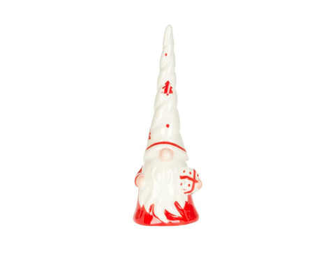 Gnome rouge avec grand chapeau pointu blanc (6")