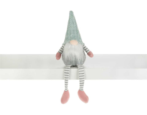 Gnome garçon en bleu/rose avec jambes pendantes (16")