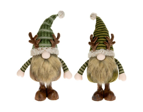 Gnome en vert/marron avec bois de cerf