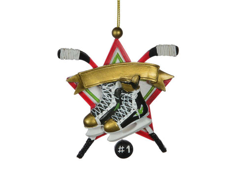 Étoile de hockey avec patins et bâton (3.5")