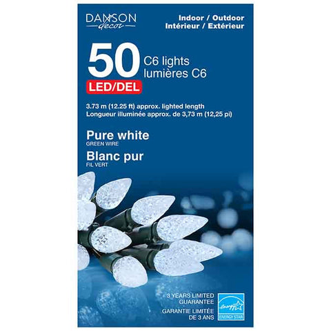 50 lumières C6 LED - Blanc chaud