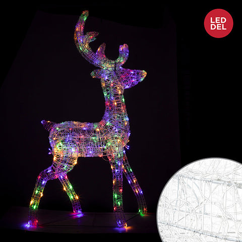 Renne acrylique lumineux (1.6m, 200 LED multicolore 5mm, 8 fonctions)