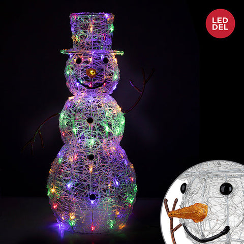 Bonhomme de neige acrylique lumineux (1.05m, 120 LED multicolore 5 mm, 8 fonctions)