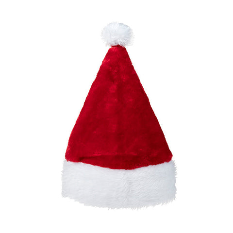 Bonnet de père noël en peluche, rouge/blanc avec pompon, 32x45cm