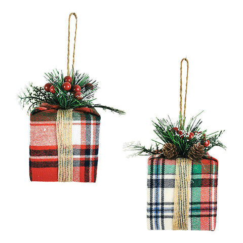 Coffret cadeau en tissu, design tartan (13cm)