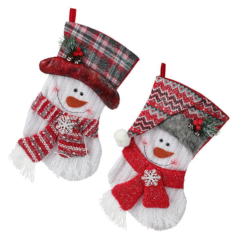 Chaussettes en tissu, motif bonhomme de neige (49cm)