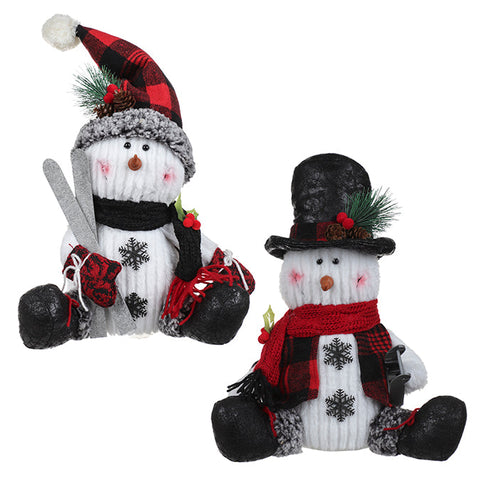 Bonhomme de neige assis en tissu (28 cm)