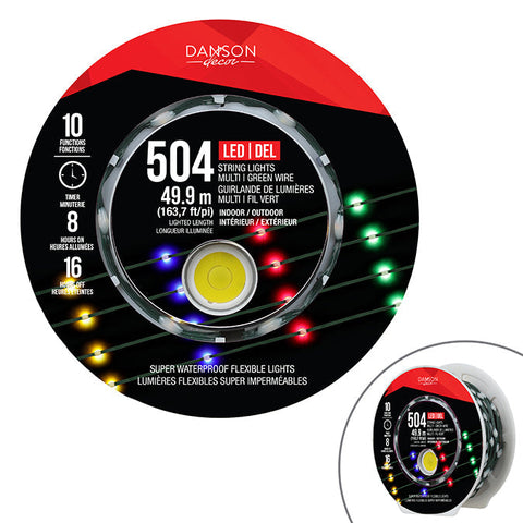 504 lumières LED à ruban microdot, intérieur/extérieur, 10 fonctions avec minuterie (multicolore)