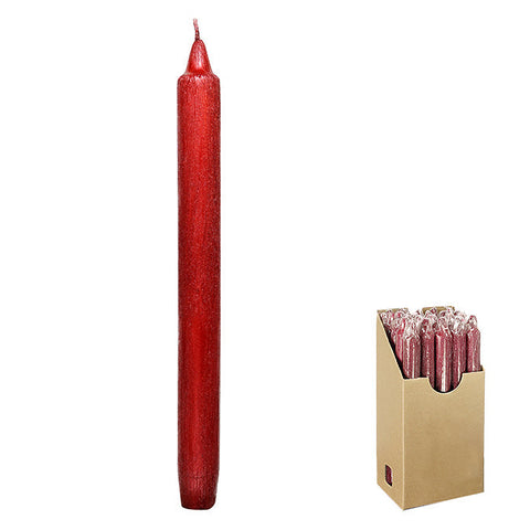 Bougie de dîner métallisé brossé 24,13cm rouge