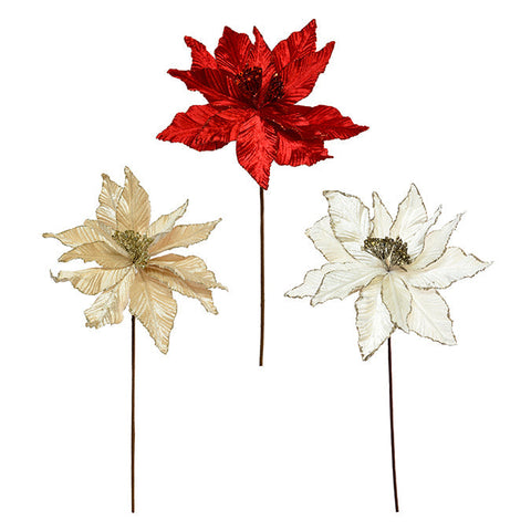 Tige de poinsettia avec bord brillant (55.9cm)