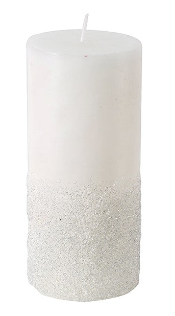 Chandelle givré de Noël (7x15 cm) - Rouge/Blanc