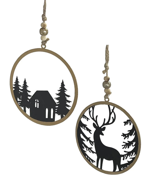 XM4127-11 4" Metal Deer/Tree Orn - Black - Ass't 2